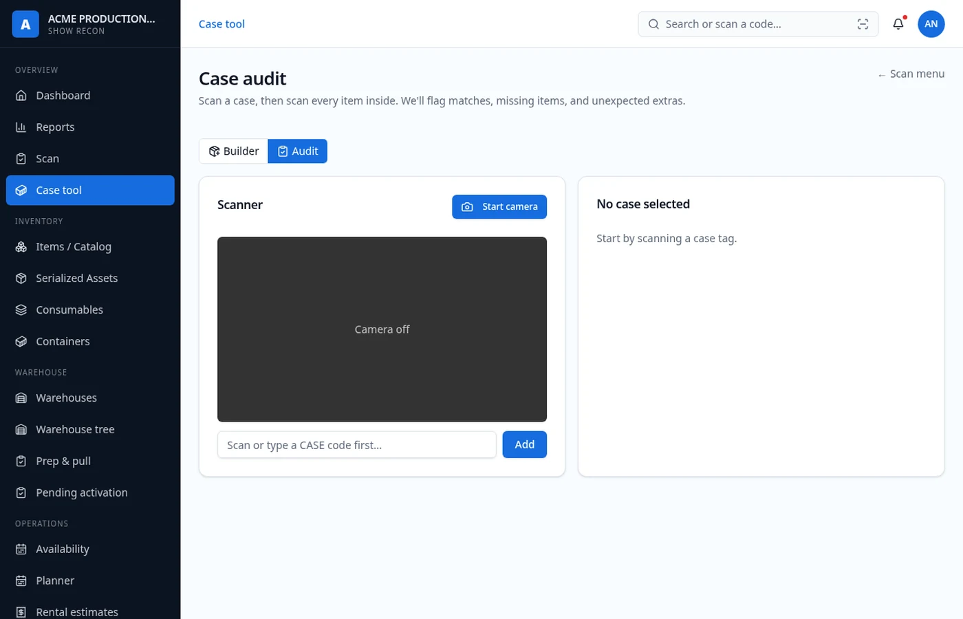 Case tool in builder mode